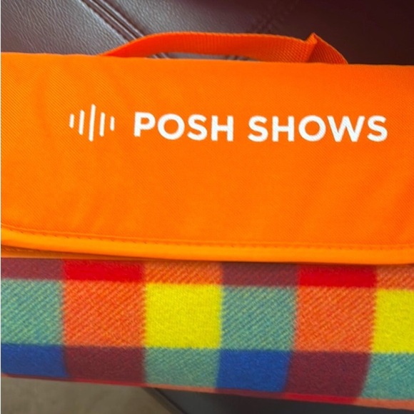 Poshmark Other - 2025 Poshfest ORANGE Plaid PORTABLE Easy-Roll-Up BLANKET | Poshmark | POSH SHOWS